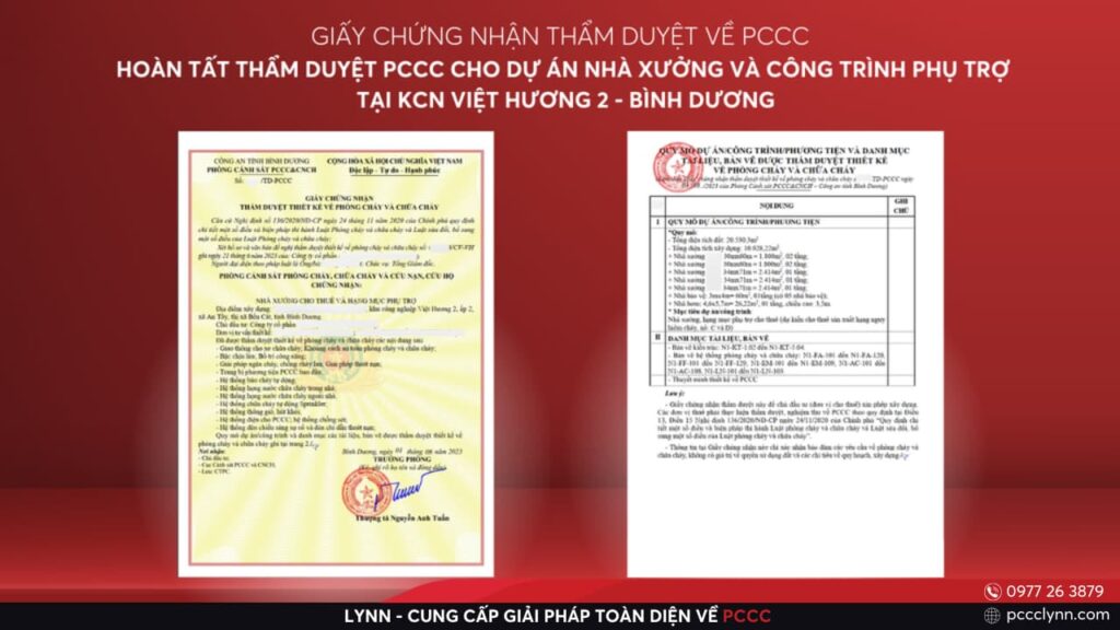 Hoàn Tất Thẩm Duyệt PCCC Cho Dự Án Nhà Xưởng Và Công Trình Phụ Trợ Tại KCN Việt Hương 2 - Bình Dương