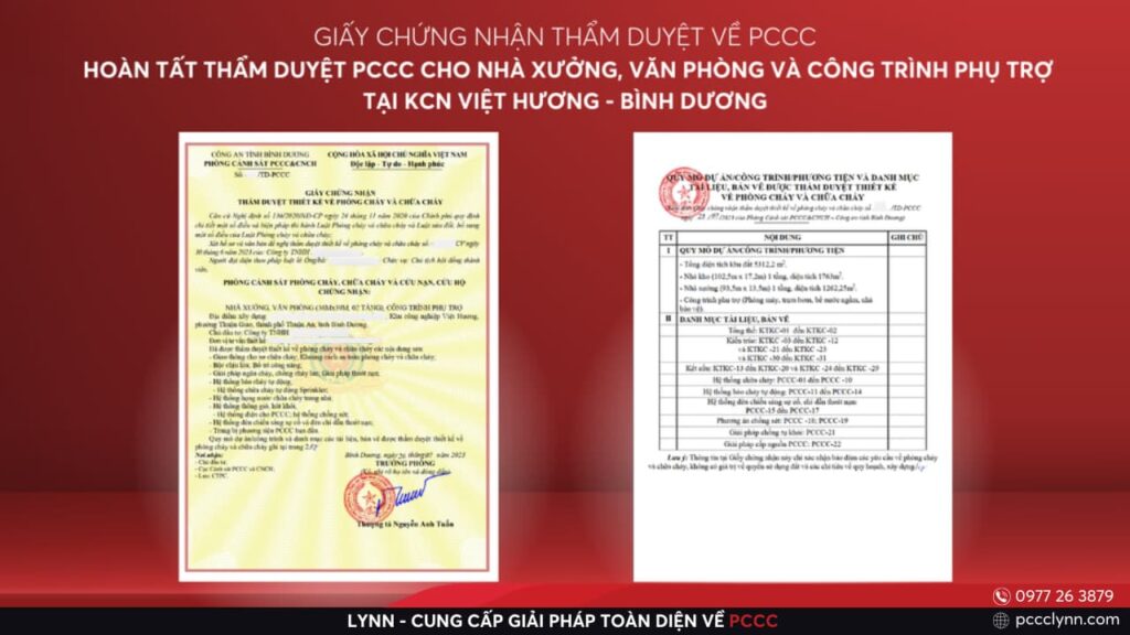 Hoàn Tất Thẩm Duyệt PCCC Cho Nhà Xưởng, Văn Phòng Và Công Trình Phụ Trợ Tại KCN Việt Hương - Bình Dương