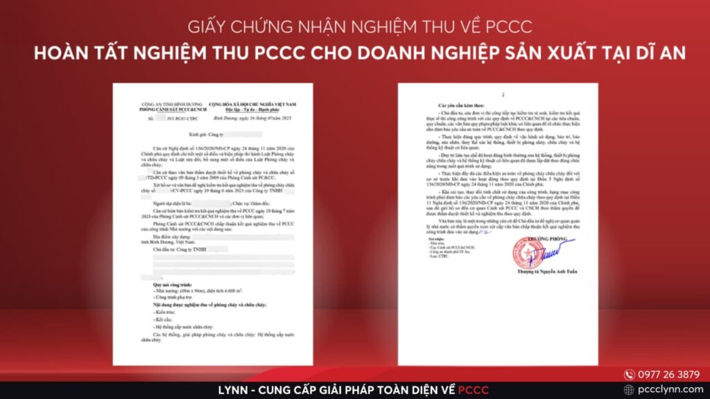 Hoàn Tất Nghiệm Thu PCCC Cho Một Doanh Nghiệp Sản Xuất Tại Dĩ An